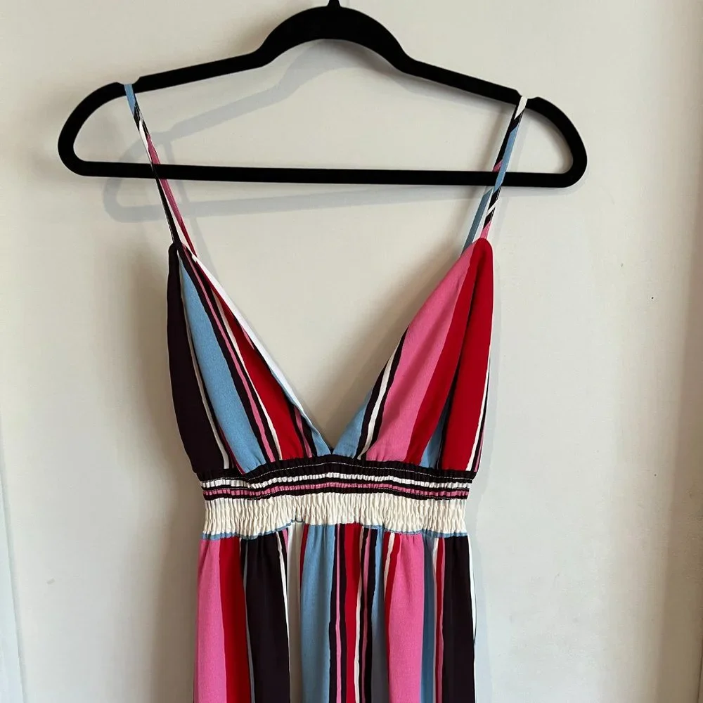 Lulus Andi Pink and Light Blue Multi Stripe Sleeveless Maxi Dress Size Small - Picture 4 of 9